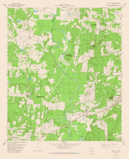 Topographical Map - Todd City Texas Quad - USGS 1982 - 23 x 28.32 - Vintage Wall Art