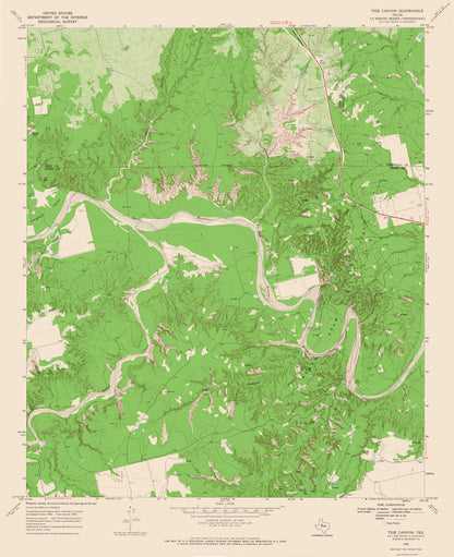 Topographical Map - Tige Canyon Texas Quad - USGS 1969 - 23 x 28.24 - Vintage Wall Art