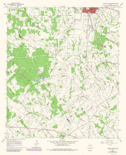 Topographical Map - Teague Texas South Quad - USGS 1966 - 23 x 28.20 - Vintage Wall Art