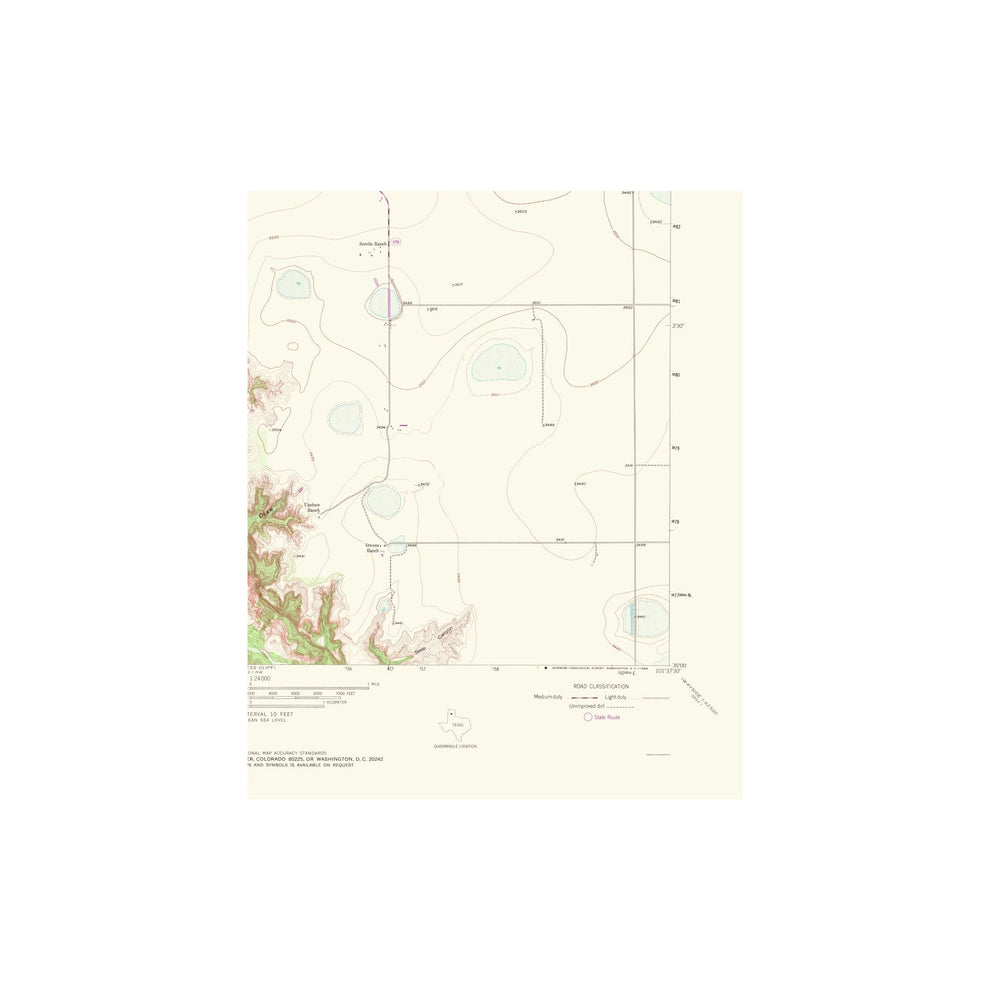 Topographical Map - Thomas Ranch Texas Quad - USGS 1968 - 23 x 28.28 ...