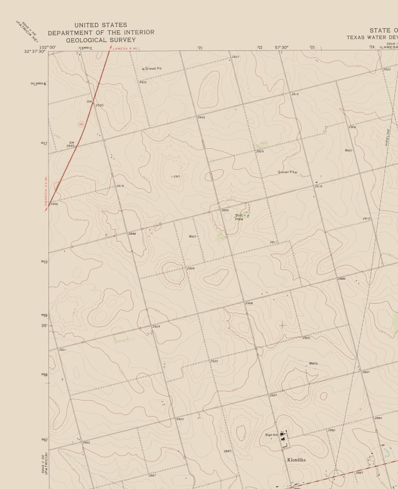 Topographical Map - Tenmile Texas Quad - USGS 1970 - 23 x 28.29 - Vintage Wall Art