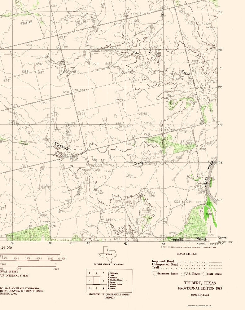 Topographical Map - Tolbert Texas Quad - USGS 198 - 23 x 29.07 - Vintage Wall Art