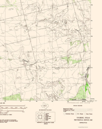 Topographical Map - Tolbert Texas Quad - USGS 198 - 23 x 29.07 - Vintage Wall Art