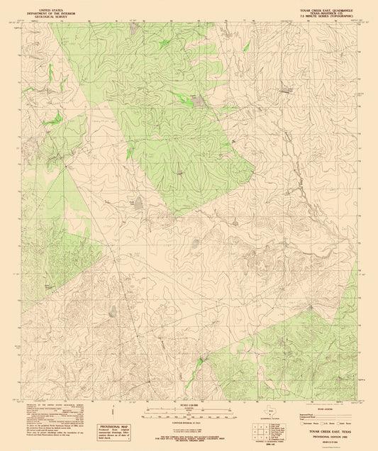 Topographical Map - East Tovar Creek Texas Quad - USGS 1982 - 23 x 27.43 - Vintage Wall Art