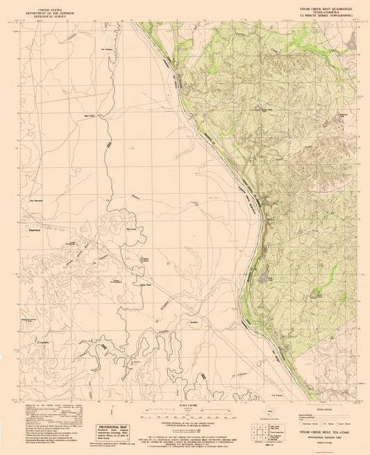 Topographical Map - West Tovar Creek Texas Quad - USGS 1983 - 23 x 28.31 - Vintage Wall Art