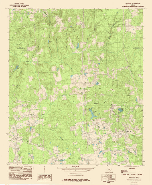 Topographical Map - Trawick Texas Quad - USGS 1984 - 23 x 28.01 - Vintage Wall Art