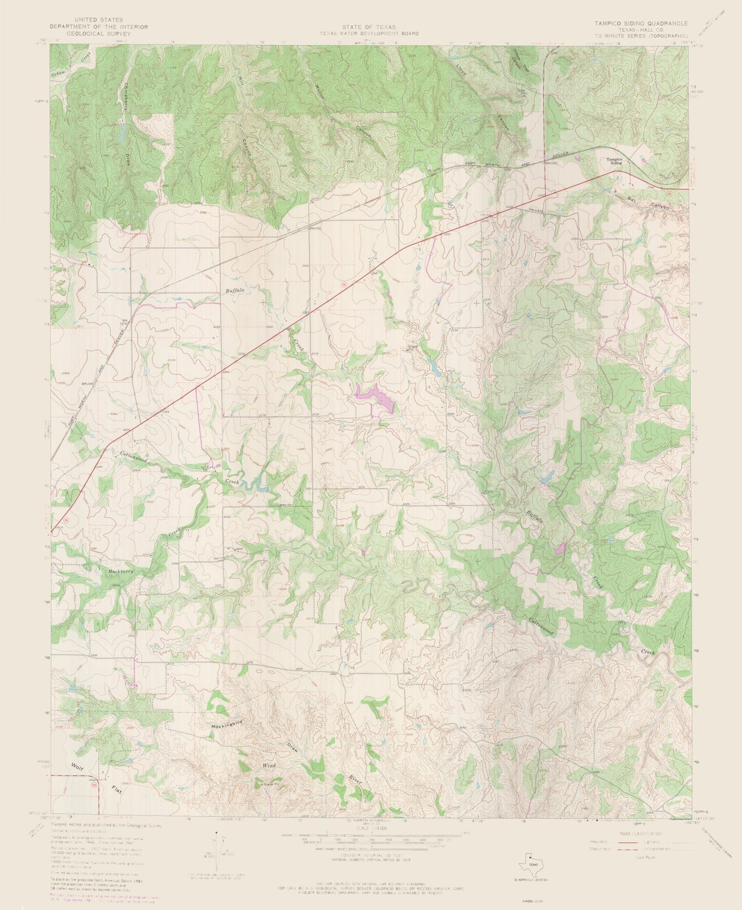 Topographical Map - Tampico Siding Texas Quad - USGS 1967 - 23 x 28.22 - Vintage Wall Art