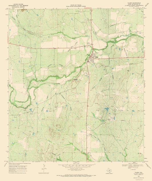 Topographical Map - Tilden Texas Quad - USGS 1968 - 23 x 27.32 - Vintage Wall Art