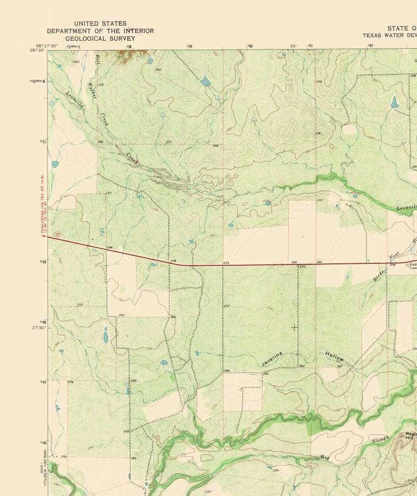 Topographical Map - Tilden Texas Quad - USGS 1968 - 23 x 27.32 - Vinta ...