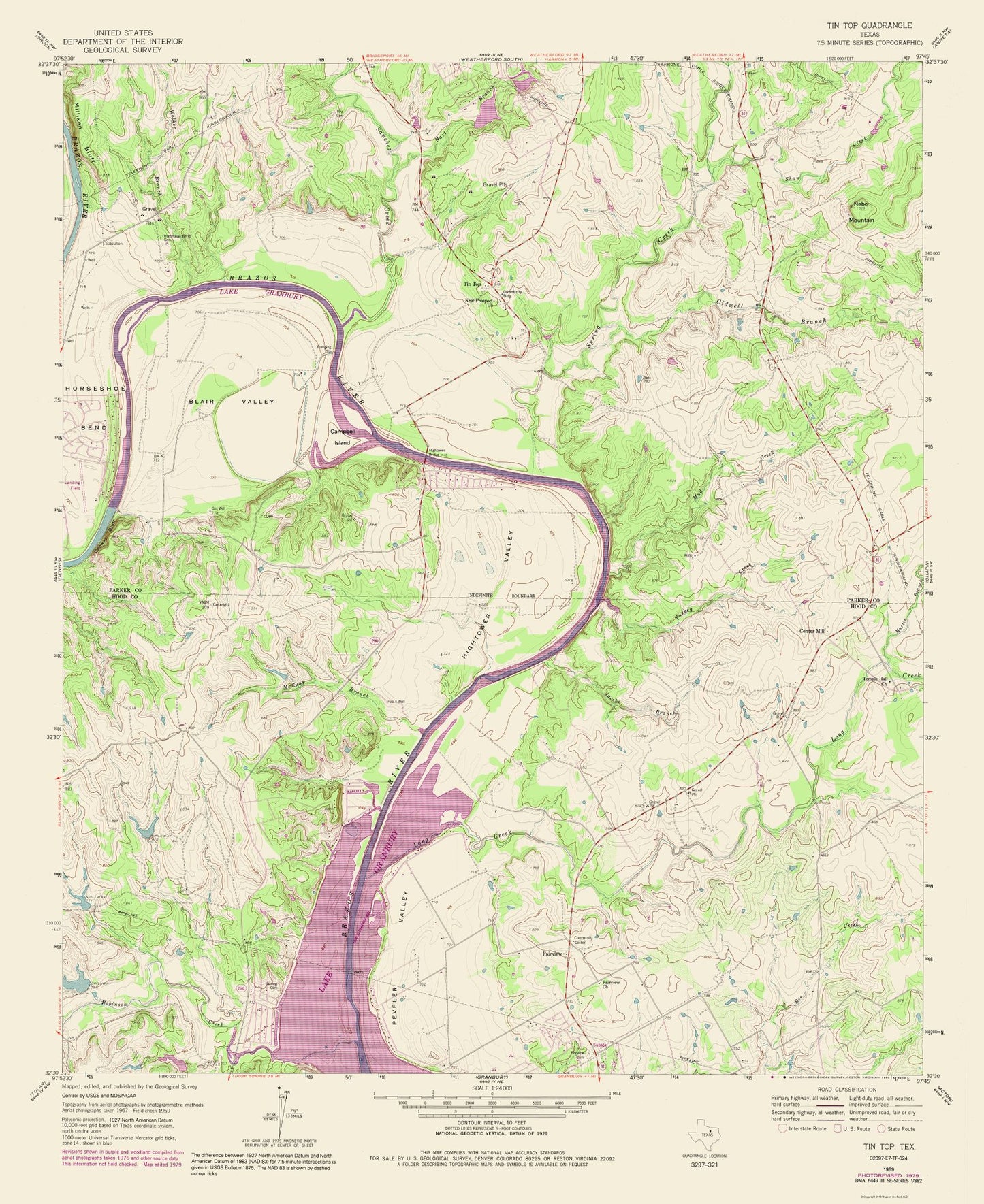 Topographical Map - Tin Top Texas Quad - USGS 1959 - 23 x 28.16 - Vintage Wall Art