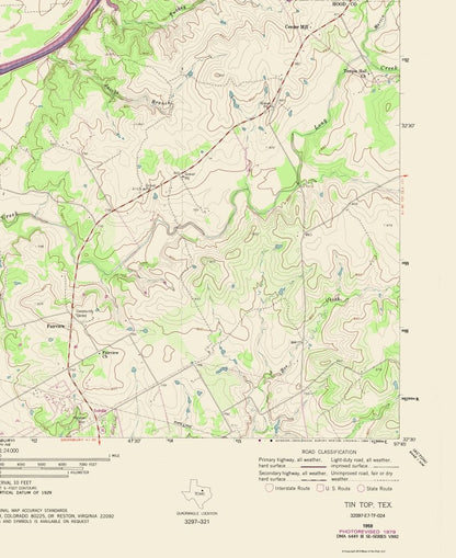 Topographical Map - Tin Top Texas Quad - USGS 1959 - 23 x 28.16 - Vintage Wall Art