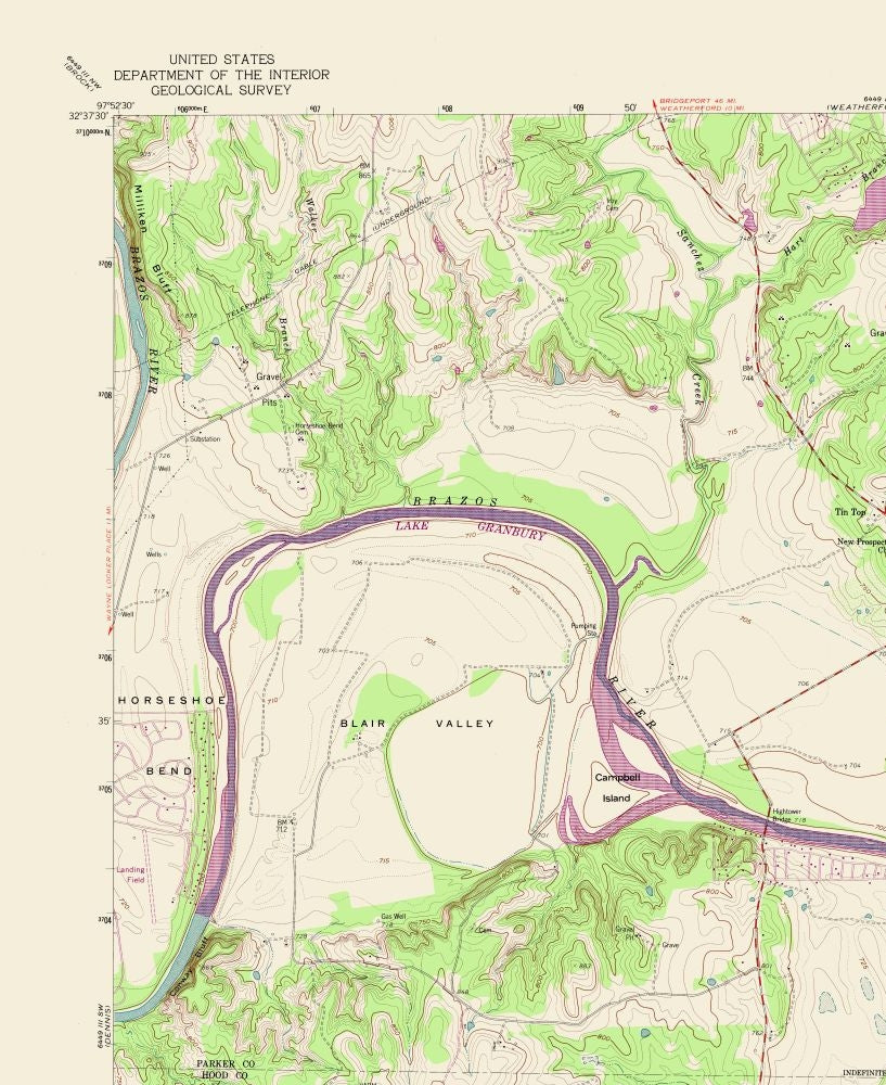 Topographical Map - Tin Top Texas Quad - USGS 1959 - 23 x 28.16 - Vintage Wall Art