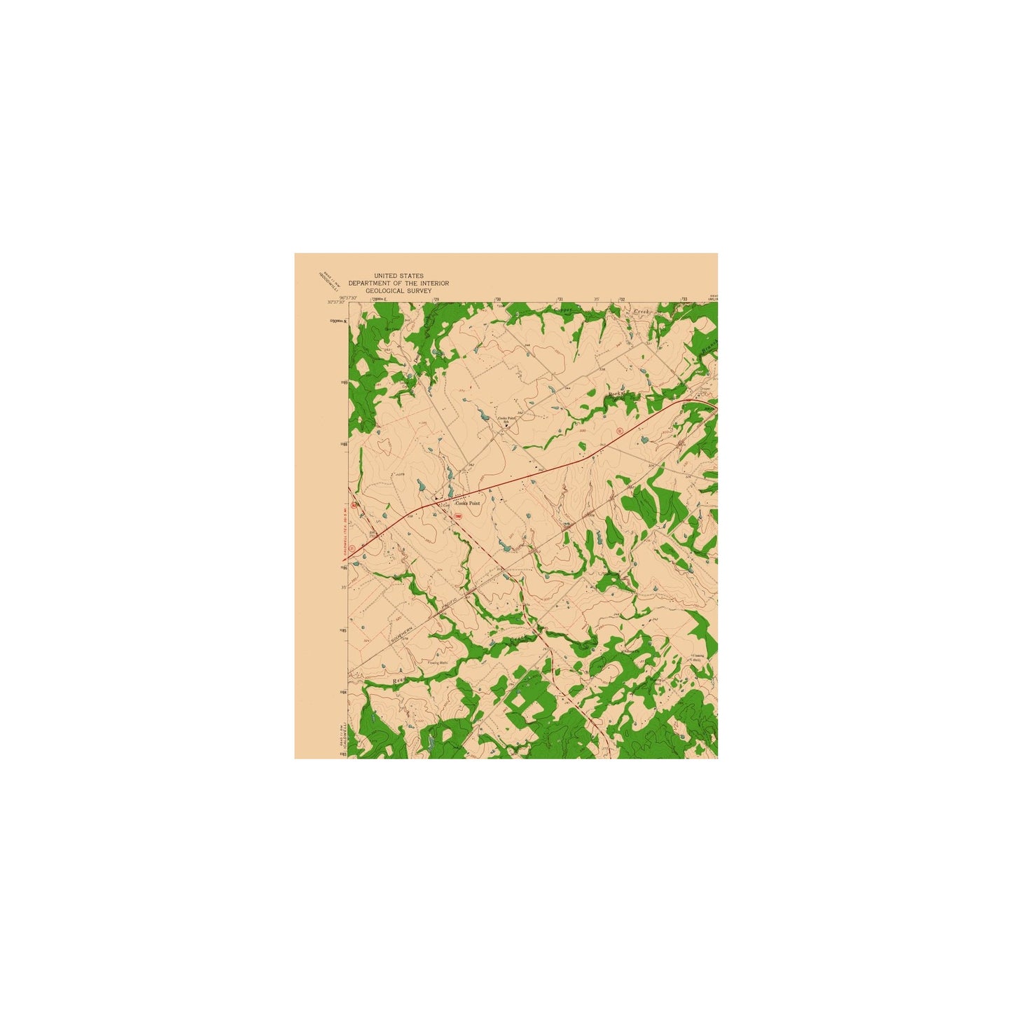 Topographical Map - Tunis Texas Quad - USGS 1962 - 23 x 27.46 - Vintage Wall Art
