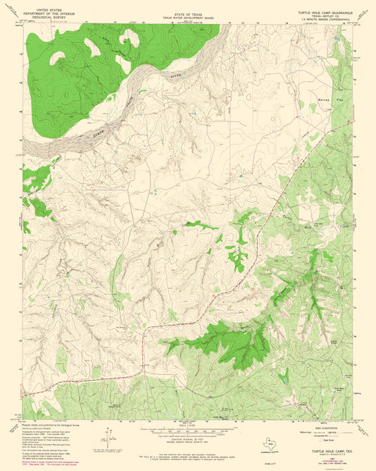 Topographical Map - Turtle Hole Creek Texas Quad - USGS 1967 - 23 x 28.78 - Vintage Wall Art