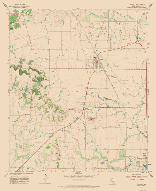 Topographical Map - Tuscola Texas Quad - USGS 1967 - 23 x 28.17 - Vintage Wall Art