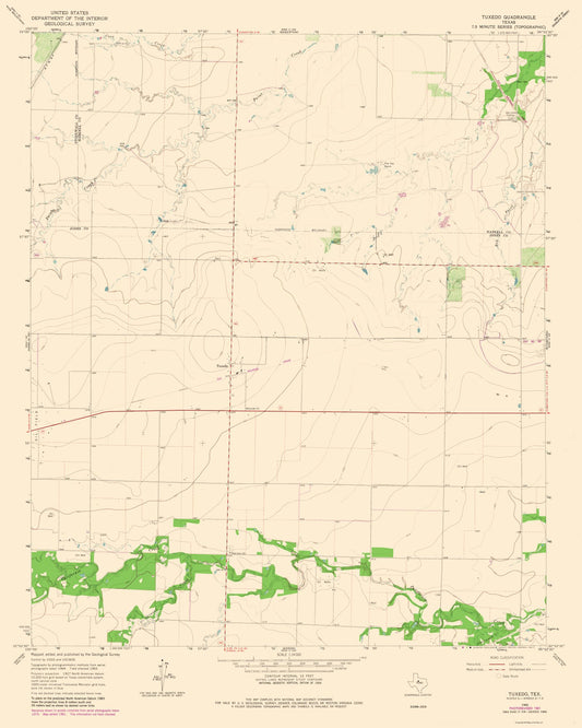 Topographical Map - Tuxedo Texas Quad - USGS 1965 - 23 x 28.73 - Vintage Wall Art