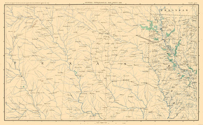 Historic State Map - Texas North East - Bien 1895 - 37.32 x 23 - Vintage Wall Art