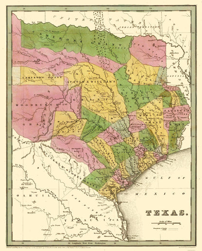 Historic State Map - Texas North East - Goodrich 1841 - 23 x 28.53 - Vintage Wall Art