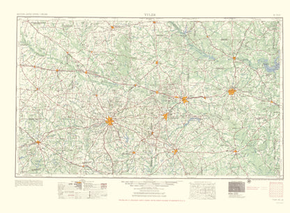 Topographical Map - Tyler Texas Quad - USGS 1955 - 23 x 31.32 - Vintage Wall Art