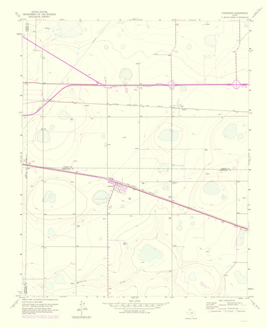 Topographical Map - Washburn Texas Quad - USGS 1975 - 23 x 28.21 - Vintage Wall Art