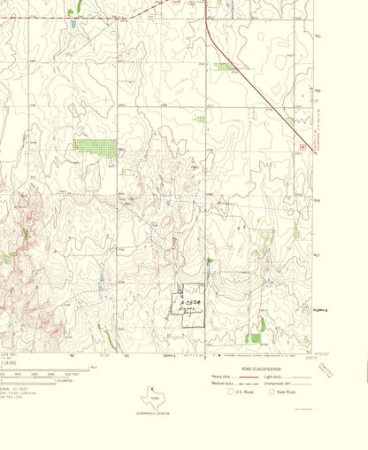 Topographical Map - Wheeler Texas Quad - USGS 1965 - 23 x 28.12 - Vintage Wall Art