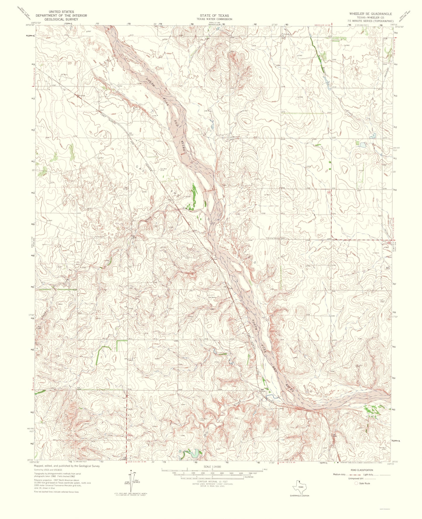 Topographical Map - Wheeler Texas Southeast Quad - USGS 1965 - 23 x 28.30 - Vintage Wall Art