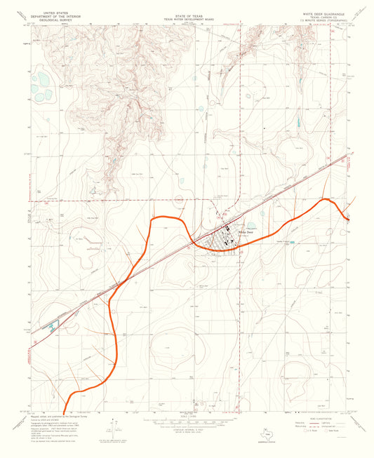 Topographical Map - White Deer Texas Quad - USGS 1967 - 23 x 28.16 - Vintage Wall Art