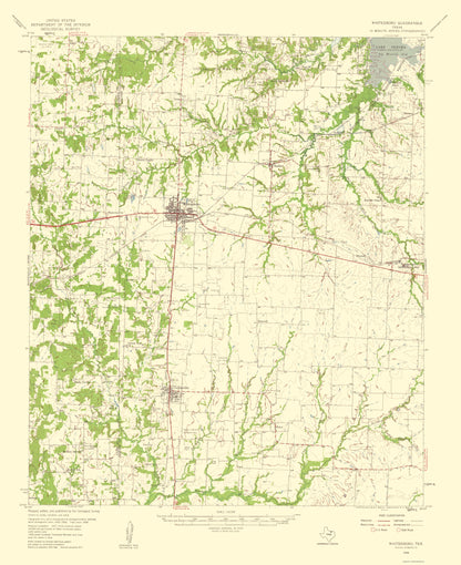 Topographical Map - Whitesboro Texas Quad - USGS 1959 - 23 x 28.18 - Vintage Wall Art