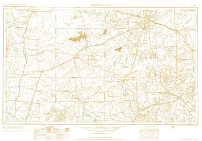 Topographical Map - Wichita Falls Texas Sheet - USGS 1954 - 23 x 33.03 - Vintage Wall Art