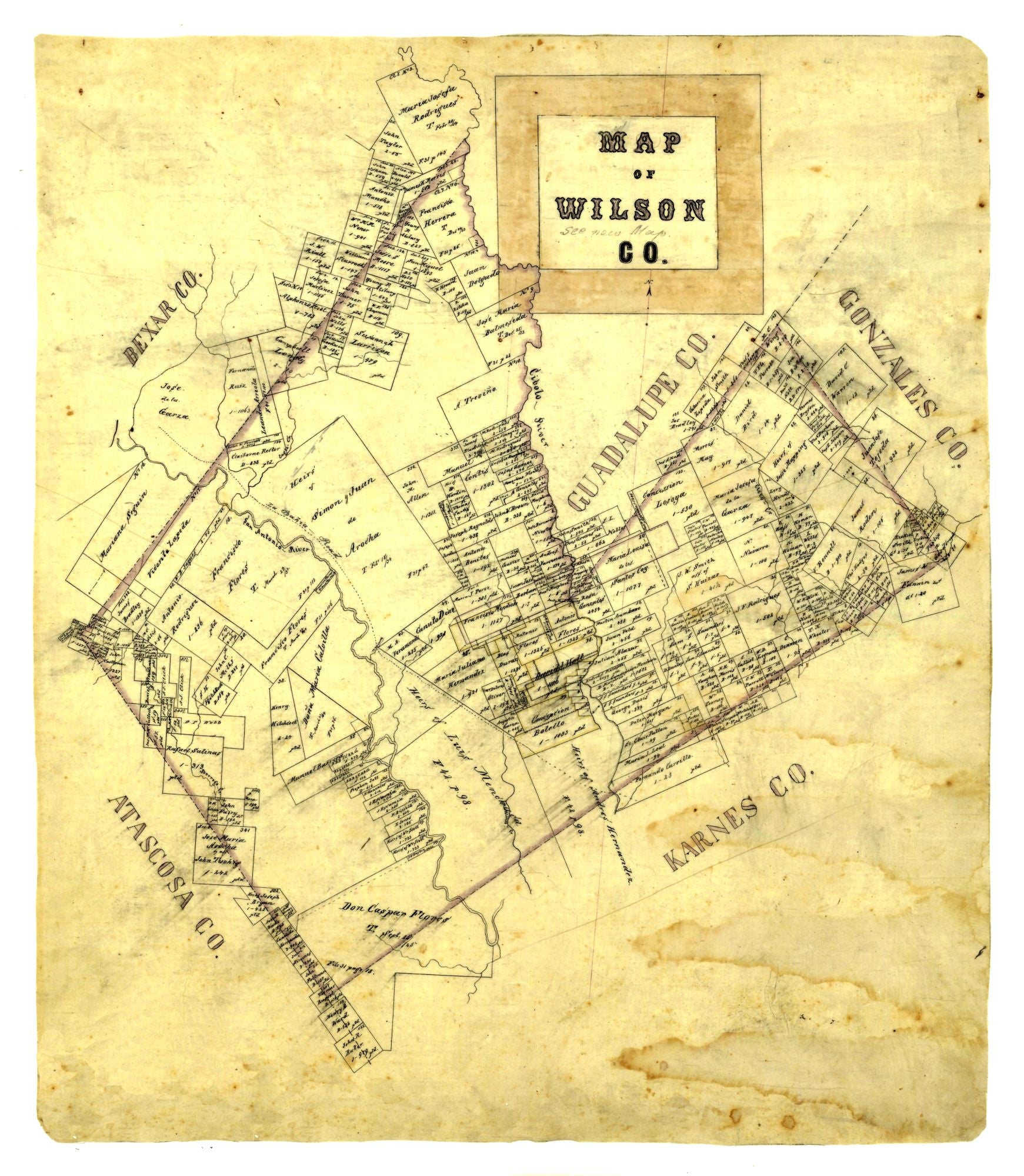 Historic County Map - Wilson County Texas - 1840 - 23 x 26.42 - Vintag ...