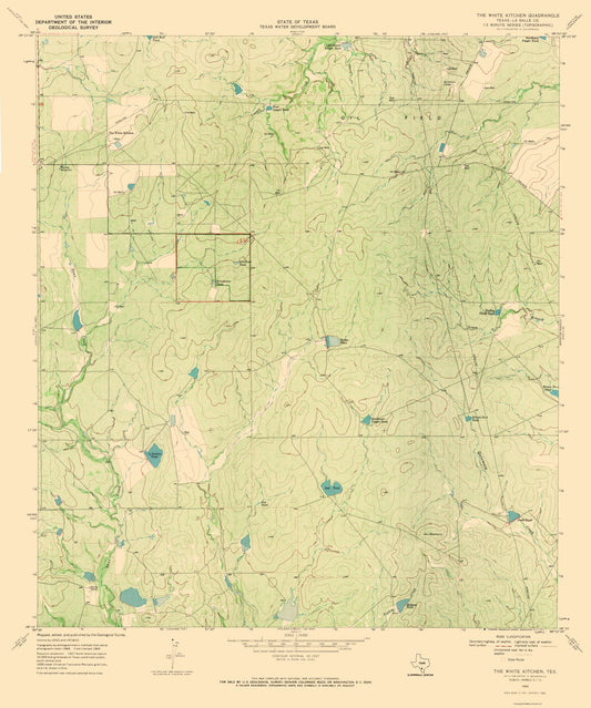 Topographical Map - White Kitchen Texas Quad - USGS 1969 - 23 x 27.58 - Vintage Wall Art