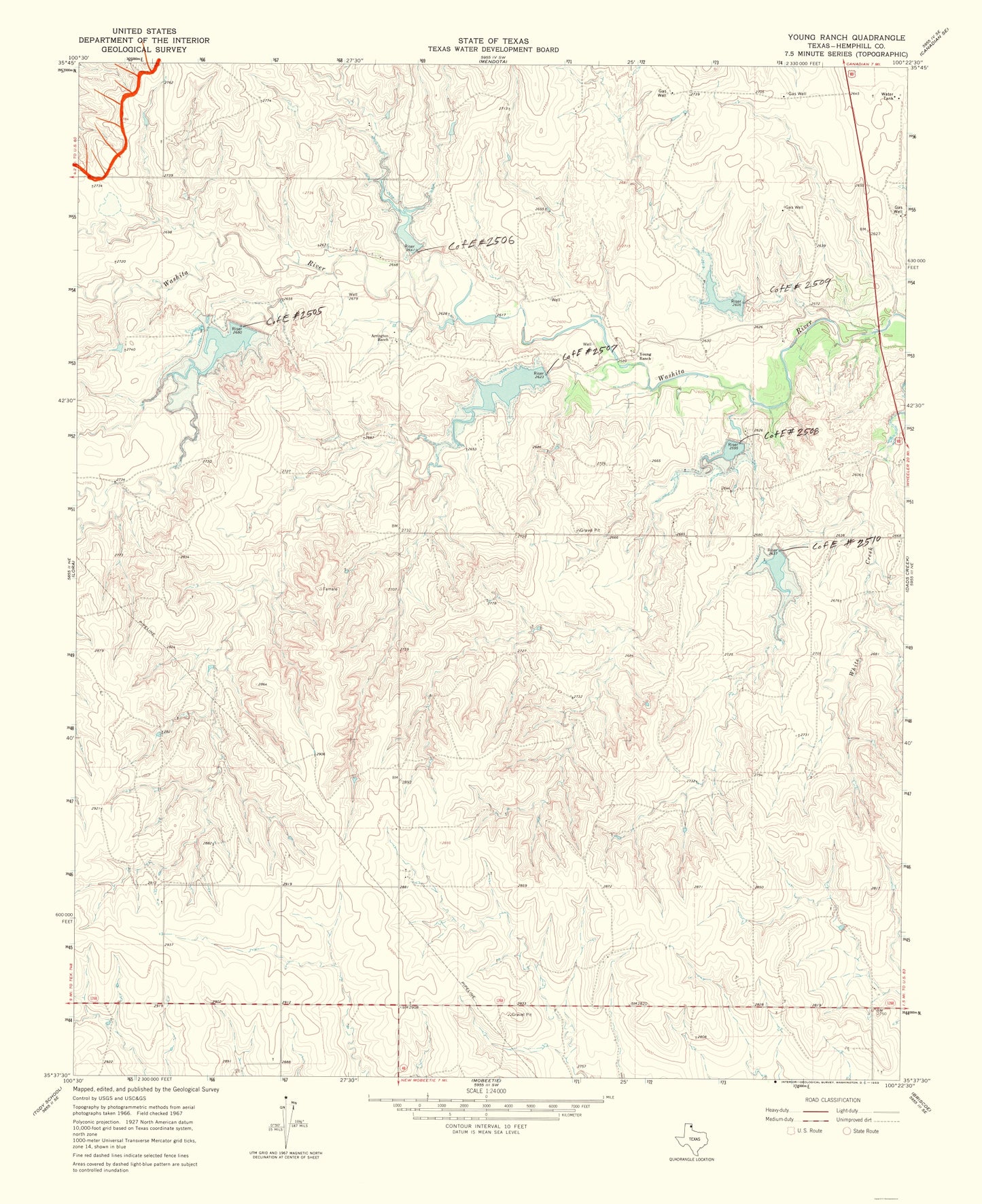 Topographical Map - Young Ranch Texas Quad - USGS 1969 - 23 x 28.20 - Vintage Wall Art