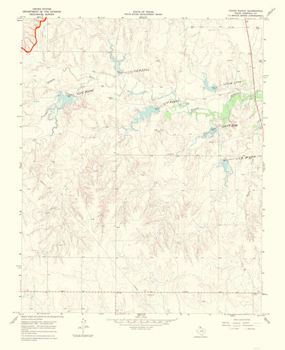 Topographical Map - Young Ranch Texas Quad - USGS 1969 - 23 x 28.20 - Vintage Wall Art