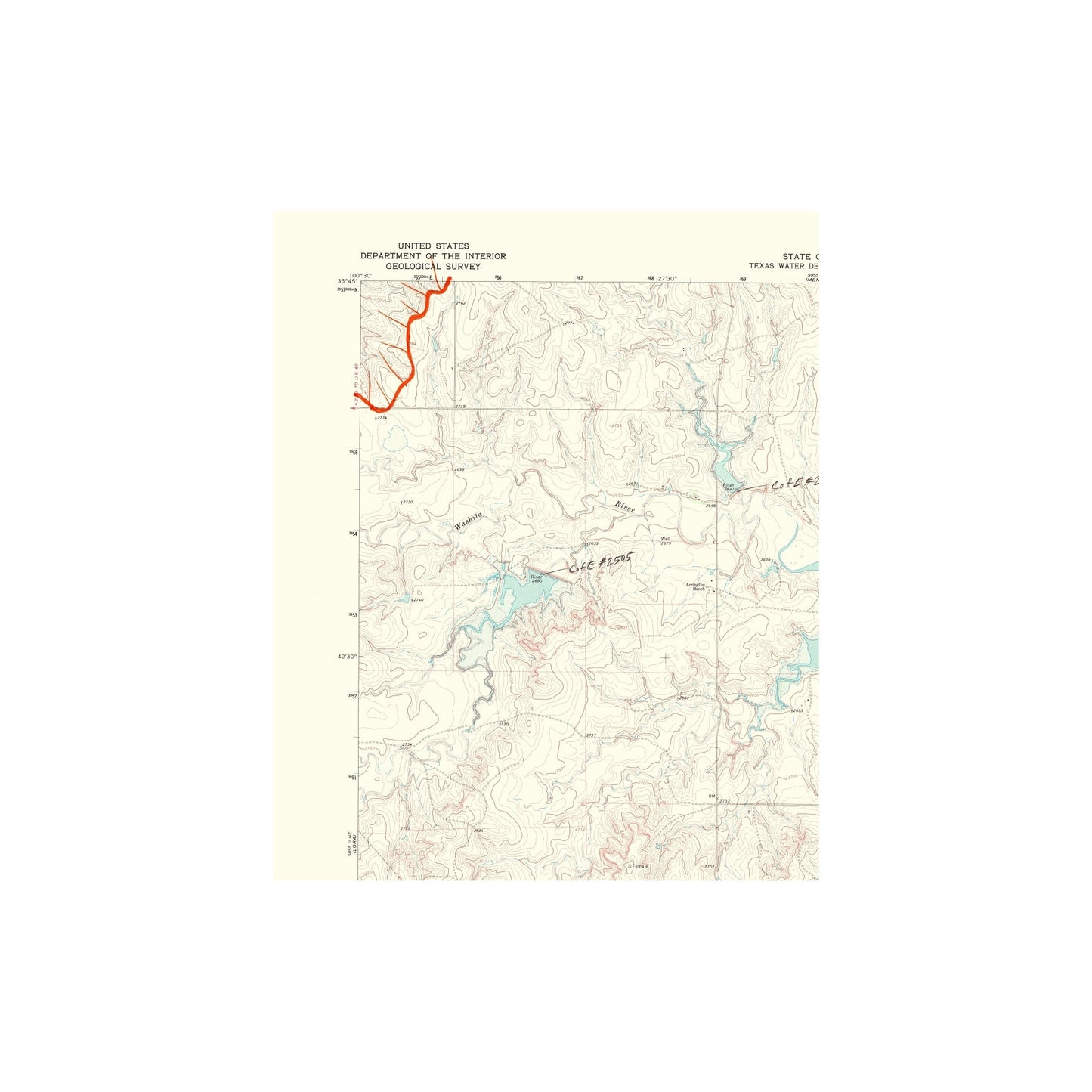 Topographical Map - Young Ranch Texas Quad - USGS 1969 - 23 x 28.20 ...