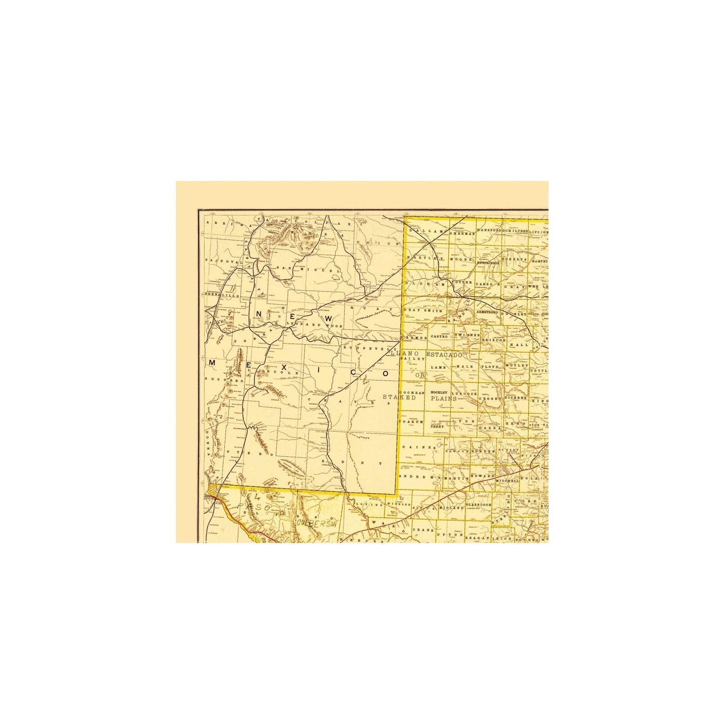 Historic State Map - Texas - Railroad Commission 1908 - 23 x 23.67 - V ...