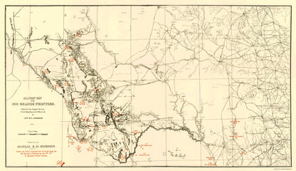 Historical Civil War Map - Rio Grande Frontier - Livermore 1883 - 23 x 39.88 - Vintage Wall Art