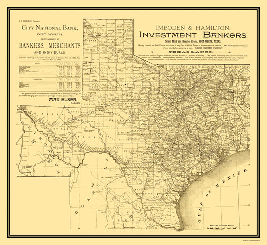 Historic State Map - Texas - Hamilton 1889 - 23 x 25.07 - Vintage Wall Art