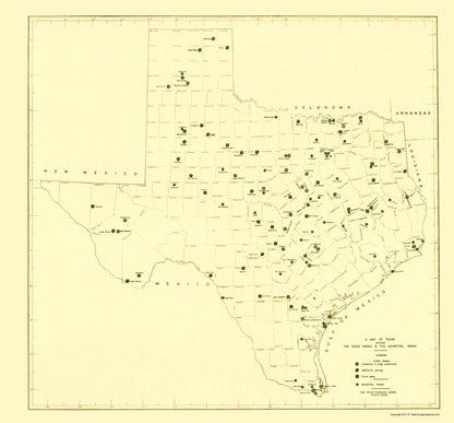 Historic State Map - Texas Municipal Parks - Texas Planning Board 1936 - 23 x 24 - Vintage Wall Art