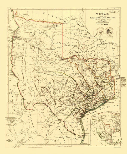 Historic State Map - Republic of Texas - Arrowsmith 1841 - 23 x 27.78 - Vintage Wall Art