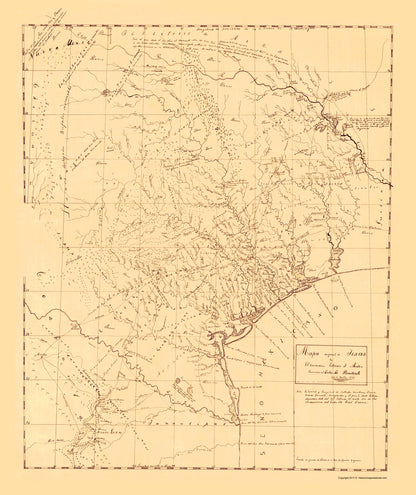 Historic State Map - Texas - Austin 1829 - 23 x 27.35 - Vintage Wall Art