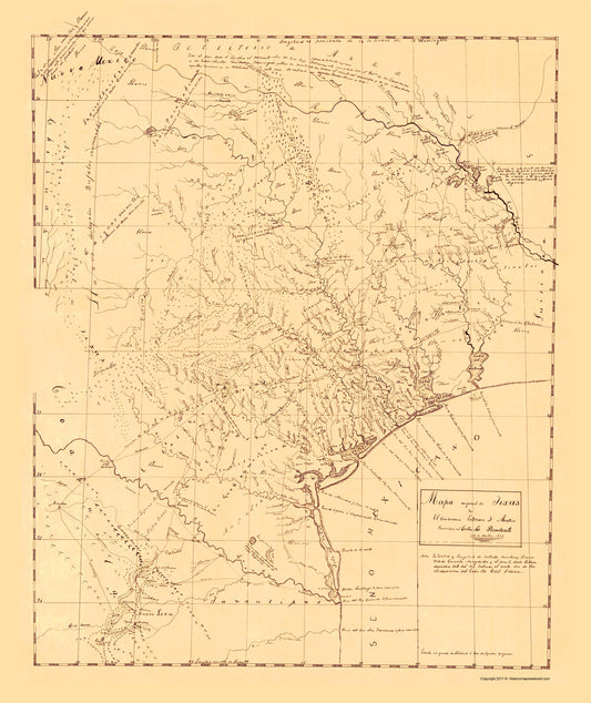 Historic State Map - Texas - Austin 1829 - 23 x 27.35 - Vintage Wall Art