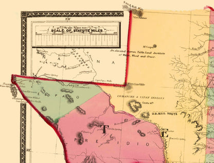 Historic State Map - Texas - Stedman 1873 - 23 x 30.10 - Vintage Wall Art