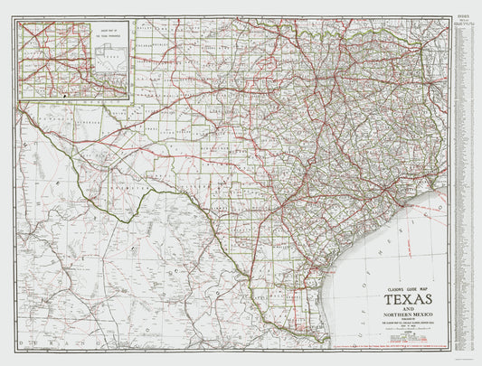 Historic State Map - Texas Northern Mexico - Clason 1931 - 23 x 30.29 - Vintage Wall Art