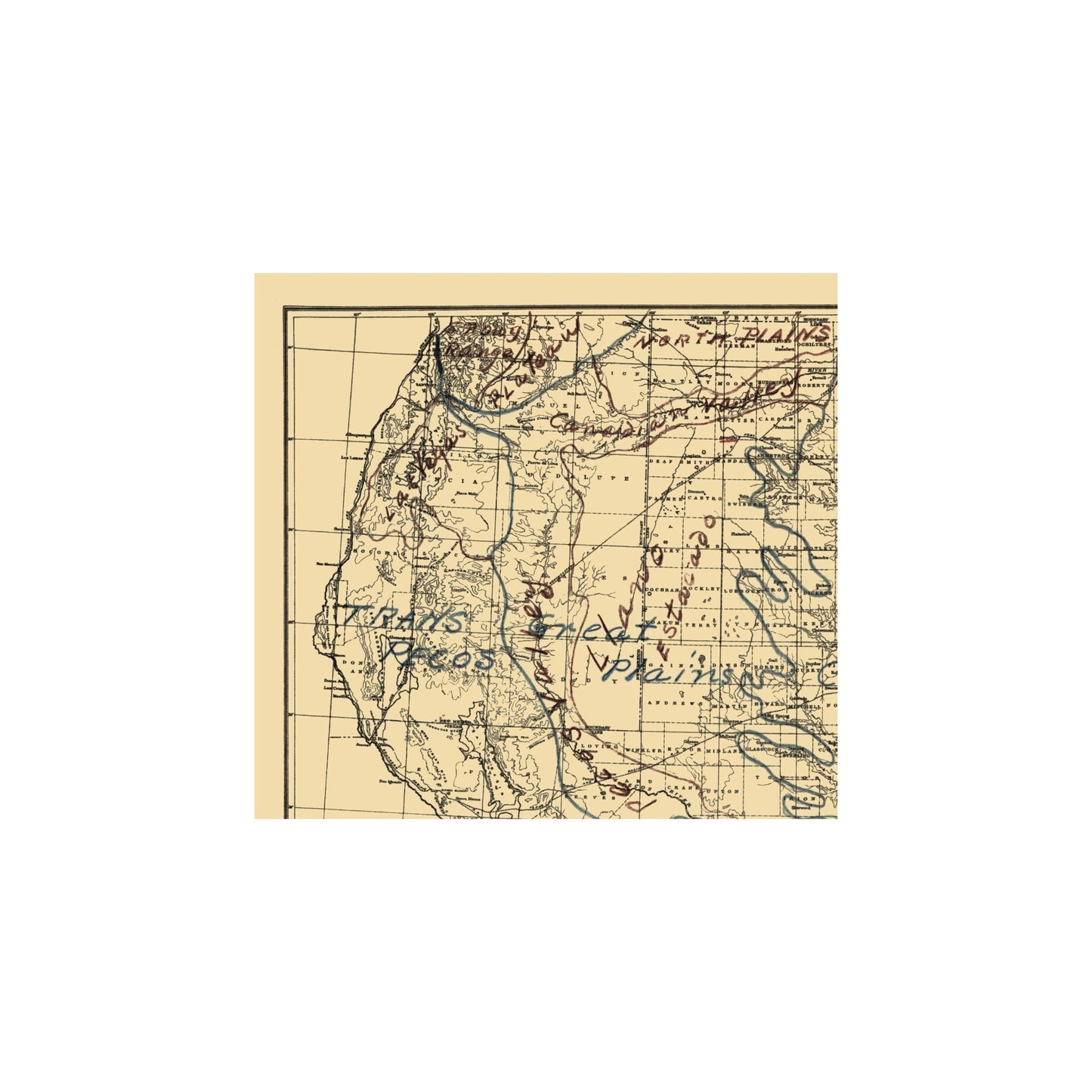Historic State Map - Texas Adjoining Territories - Graham 1899 - 23 x ...