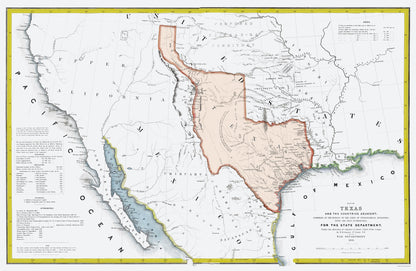 Historic State Map - Texas Republic - US War Dept 1844 - 23 x 35 - Vintage Wall Art