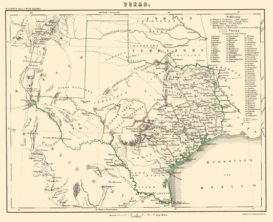 Historic State Map - Texas - Lange 1854 - 23 x 28.16 - Vintage Wall Art