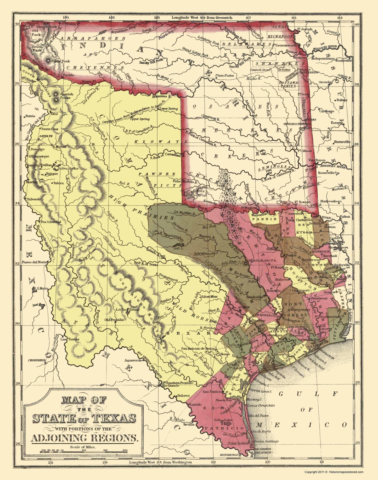 Historic State Map - Texas - Cowperthwait 1846 - 23 x 29.18 - Vintage Wall Art