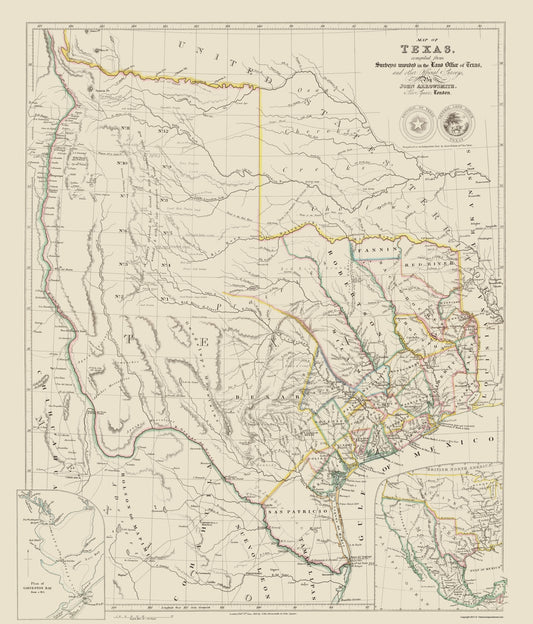 Historic State Map - Texas Surrounding Territories - Arrowsmith 1840 - 23 x 26.94 - Vintage Wall Art