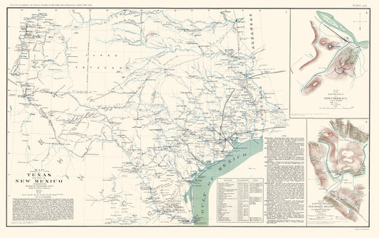 Historic State Map - Texas New Mexico - US War Dept 1857 - 23 x 36.63 - Vintage Wall Art