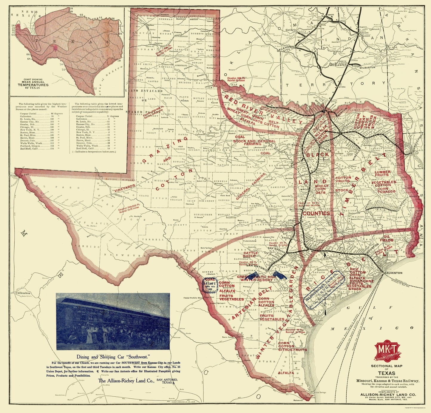 Historic State Map - Texas Farming - Richey 1870 - 23 x 23.98 - Vintage Wall Art